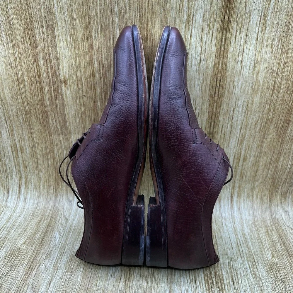 Salvatore Ferragamo Lanier Oxford Men's Size 10.5 EE Burgundy Pebbled Leather